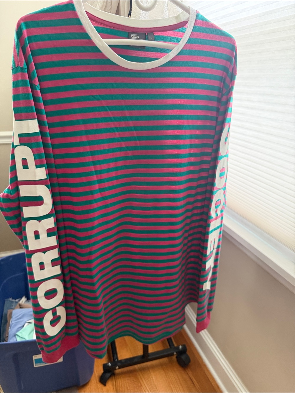 ASOS Pink & Teal Striped Long Sleeve Tee corrupt society